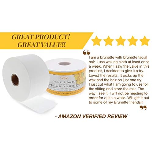 Gigi Non Woven Cloth Epilating Roll for Hair Removal, Facial Waxing Strip Roll for Soft Waxes, 50 Yards