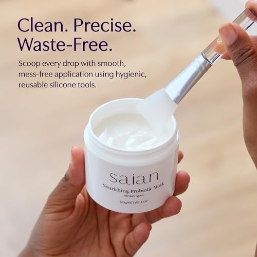 Saian Silicone Mask Brush Face Applicator Spatula Trio - Flexible Handheld Cosmetic Tools for Clay Mask Application - Reusable Scoop and Apply Tool Set with Contoured Heads for Facial Creams and Masks