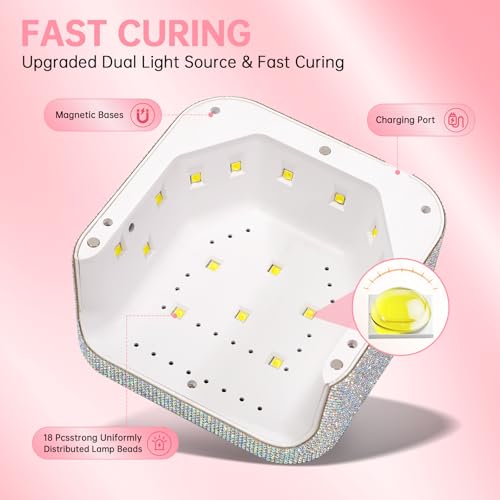 UV Nail Lamp, CHRISTINE SHELLY UV Light for Gel Nails, 48W Plug-in Mini Diamond Nail Lamp Nail Dryer with Touch Control Auto Sensor and 3 Timer Settings Nail Light Curing Lamp, Home
