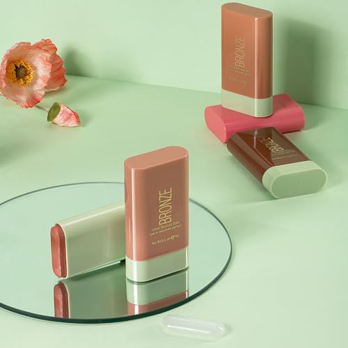 Mysense Cream Bronzer Stick, Shimmer Face Highlighter Stick, Buildable Highlight Contour Stick Makeup, Silky Smooth Formula for A Natural Radiant Look, 02 Soft Glow