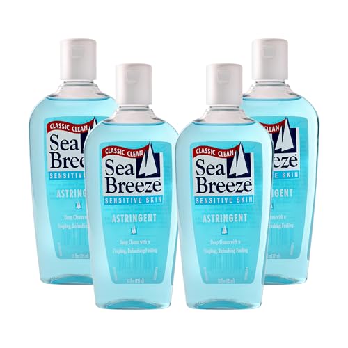 Sea Breeze Astringent Sensitive Skin - Facial Cleanser with Natural Oils for Deep Pore Cleansing and Acne Control - Refreshing Face Cleanser - 4 pc