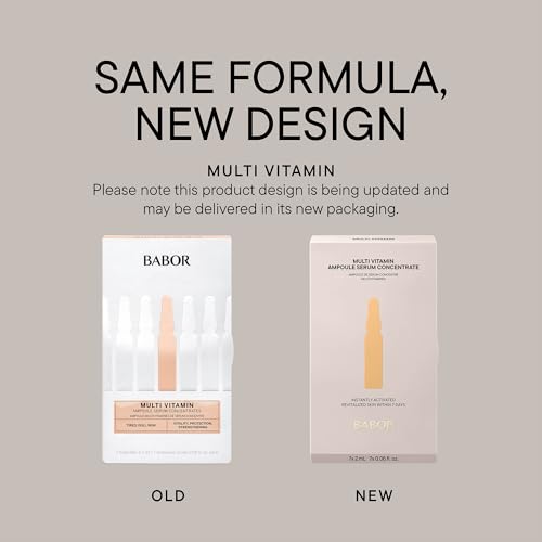 BABOR Multi Vitamin Ampoule Concentrate, Revitalize Dull Tired Skin, Vitamin A Increases Radiance, Vitamin C Evens Tone, Niacinamide Supports Skin Barrier, Vitamin Skincare Capsules, 7 Treatments
