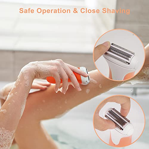 Women's Electric Shaver & Trimmer,Wet Dry Painless Razor for Legs,Bikini, Underarms, Hypoallergenic Foil Shaver with Bikini Trimmer,Cordless Waterproof for Shower Travel Gift,coral/bg7y