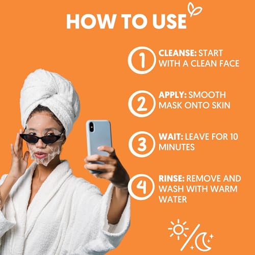 By Nature Vitamin C + Collagen Sheet Face Mask with Vitamin E ? Firming, Anti-Aging Facial Treatment for Radiance, Elasticity & Hydration ? Skincare for Pre-Event Glow & All Skin Types ? Pack of 12