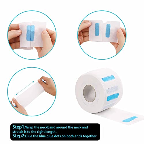 10 Rolls Disposable Barber Paper Neck Strips, 1000 Count, 2.6 x 13 Inches, Professional Stretchy Paper Neck Band Protector Hairdressing Accessory Tool