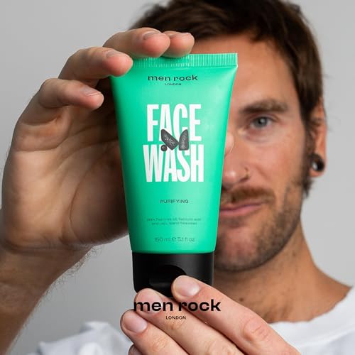 Men Rock Face Wash Purifying - Hydrating Facial Cleanser for Men with Tea Tree Oil - Moisturizing Face Cleanser - Mens Skincare Products - 5.1 oz