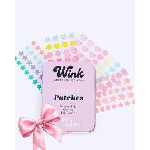Wink Hydrocolloid Pimple Patches, 120-Count (Exclusive Gem/Bling Acne Stickers) Gentle Tea Tree & Centella For Face Skincare - Star, Heart, Flower And Cloud Shapes, Teen Tween Girl Facial Treatment