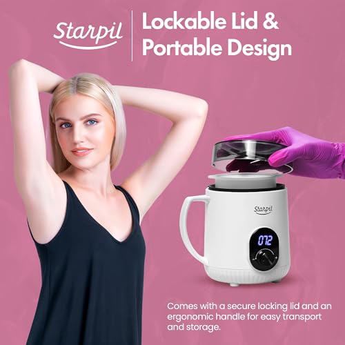 Starpil Wax Warmer - Digital Mini Wax Warmer for Hair Removal 8.4oz / 238g ? Best for Hard Wax Beads ? Use for Hair Removal ? Adjustable Temperature Wax Pot for Facial Hair (White)