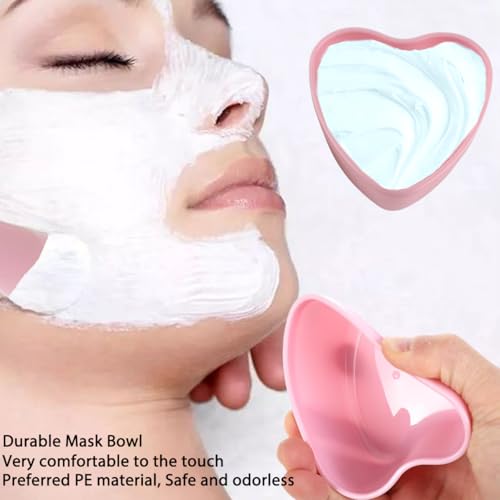 34 Pcs Esthetician Facial Supplies Kit, 6 Heart-Shaped Mask Bowls, 6 Headbands, 6 Spatulas, 10 Heart-Shaped Sponges, 6 Rectangular Sponges for Professional Spa & DIY Skincare(Pink)