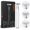 Electric Groin & Body Hair Trimmer - Painless Beard Razor for Men, All-in-One Body Groomer, Waterproof Wet/Dry Men's Ball Shaver with Magnetic Head, USB-C Charging, Easy Claen, White(Lite)