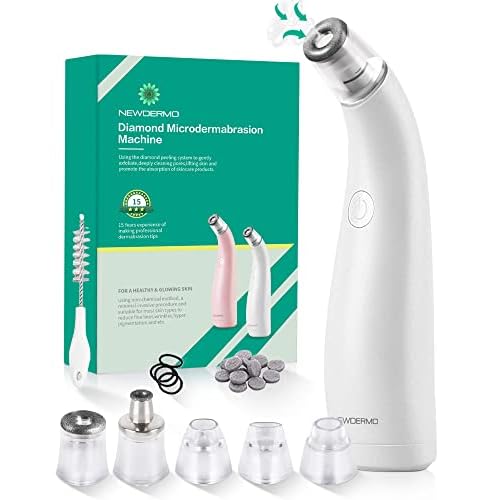 NEWDERMO 2-in-1 Microdermabrasion Machine for Facial, Diamond Microdermabrasion Device USB Rechargeable (White) with Microdermabrasion Machine Pro(Pink)