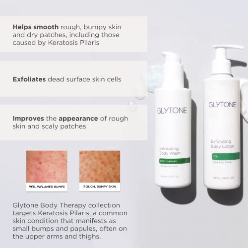Glytone Exfoliating Body Wash - 8.8 Free Acid Value Glycolic Acid - Keratosis Pilaris - Smooth Rough & Bumpy Skin - Oil & Fragrance-Free - 6.7 fl. oz.