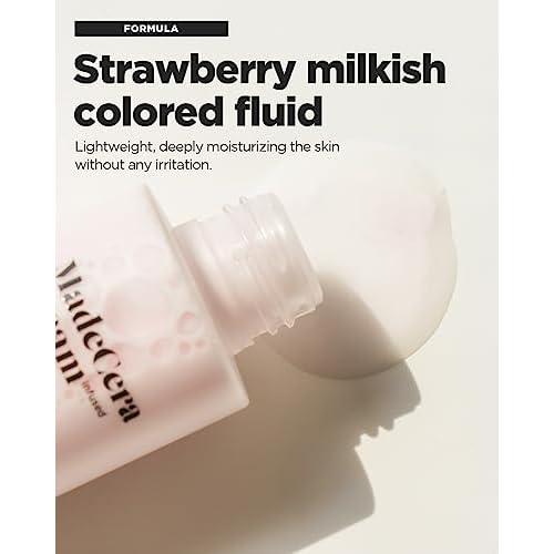 SKINRxLAB MadeCera Cream Double Essence Korean Toner 150ml (5.07fl.oz.) - Hydrating and Soothing with Milk Protein, Ceramide, Beta-Glucan - Moisturizing Strawberry Milky Toner for Irritated Skin