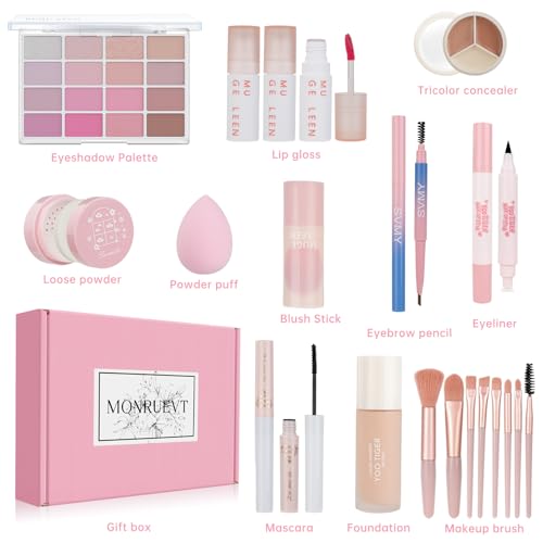 Makeup Sets For Women Full Kit Makeup Kit For Girls Teens Gift All in One Compact Pink Makeup Set