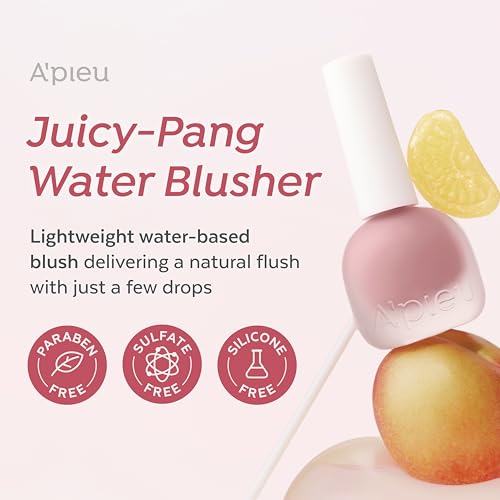A'PIEU Juicy-Pang Water Blusher [PK03] ? Fruity Liquid Blush for Cheeks, Buildable & Blendable Color, Hydrating Dewy Finish with Fruit Extract Blend & Rose Flower Water, 0.31 fl oz