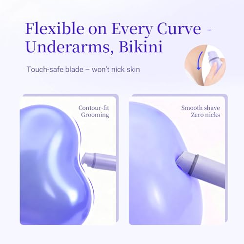 Bikini Trimmer for Women, 2-in-1 Electric Razor & Pubic Hair Trimmer, IPX6 Waterproof Bikini Shaver with 0.1-4 mm Combs, USB Charge, Painless Razors for Women Legs Underarms Face (Lalic)