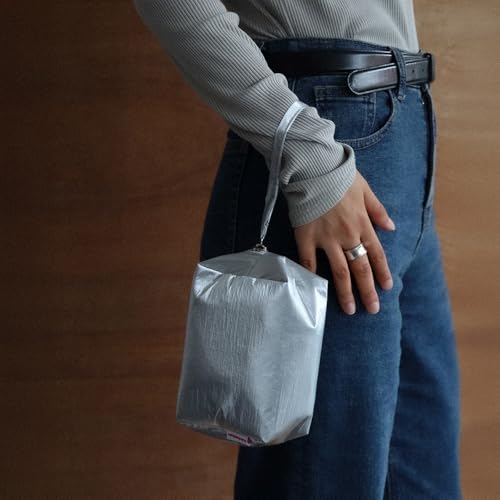 Soft Square Pouch | Lightweight Nylon Cosmetic & Accessory Bag with Strap | 3 Sizes 3 Colors (Brown, S+M+L SET (3 Pcs))