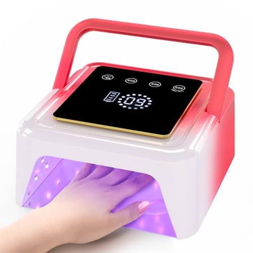 Cordless UV LED Nail Lamp, 108W Rechargeable Nail Light with 36 Beads, Built-in Large Touch Display Gel Nail Lamp for Easy to Use, Nail UV Light with Auto Sensor & 4-Timer Modes for Home & Salon