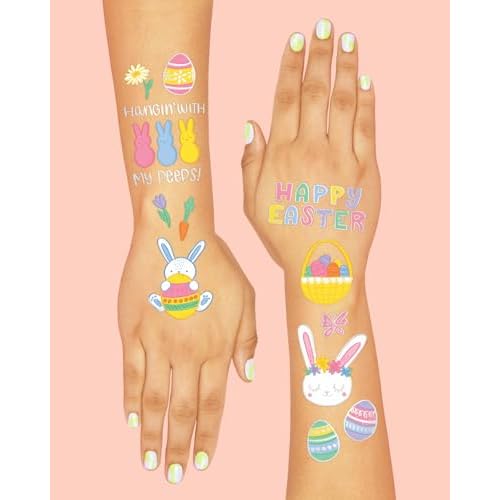 xo, Fetti Easter Party Supplies Temporary Tattoos - 48 Glitter Styles | Easter Bunny Decorations, Easter Basket, Easter Eggs Activity, Spring
