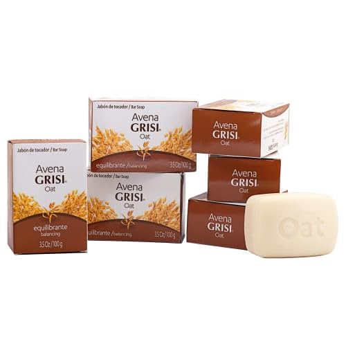 Grisi Oat Soap Cleansing Balancing Soap with Natural Oat Assists in Balancing your Skin and Moisturizing it Delicate Skin AntiAcne Exfoliating Bar Soaps., White, (Pack of 12)