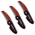 ZEUS Folding Mustache Comb for Men, Handmade Saw-Cut Pocket Comb for Men¡¯s Beard & Moustache Grooming, Compact & Travel Friendly (Traditional) 3 PACK