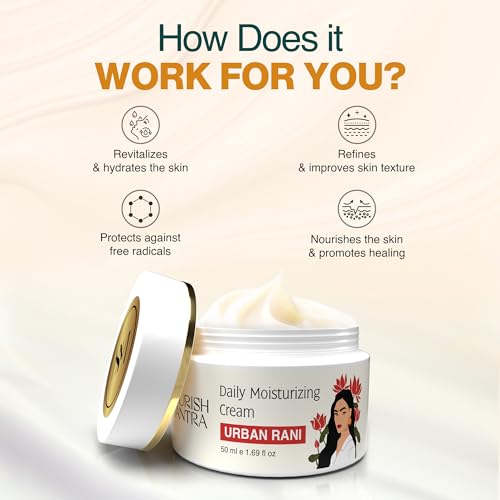 NOURISH MANTRA - Urban Rani Daily Moisturizing Cream | Face Cream Made With Hyaluronic Acid, Niacinamide & Sea Buckthorn | Moisturizer for All Skin Types | Hydrates & Nourishes Skin | 50 ml
