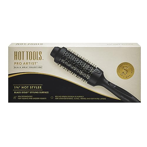 HOT Tools Pro Artist Black Gold Hot Styler, 1 ¨ú¡± | Effortlessly straighten, curl and More (Black)
