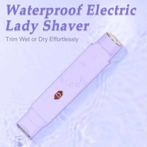 2-in-1 Bikini Trimmer for Women & Electric Women's Shaver,Rechargeable,Gentle Hair Removal for Sensitive Skin(Purple)