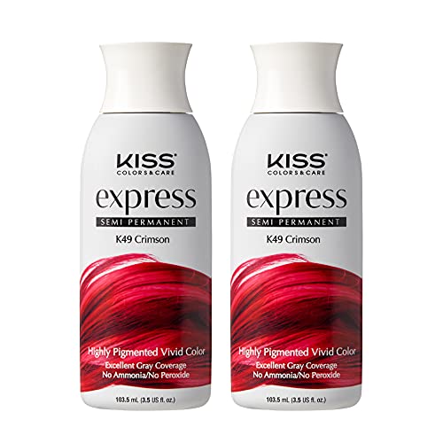 KISS Express Semi-Permanent Hair Color 100mL (3.5 US fl.oz) (2 Pack, Crimson)
