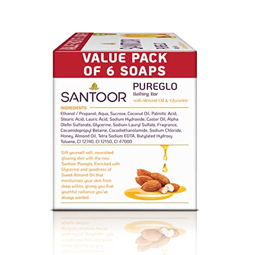 Santoor Glycerine PureGlo Soap 125g (Pack of 6)