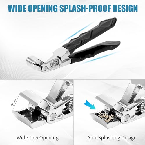 Toe Nail Clippers for Thick Nails for Seniors, Ergonomic Wide-Angle Nail Clipper ? Extra-Wide Jaw and Anti-Splash Design for Clean, Comfortable Trimming (3pcs)