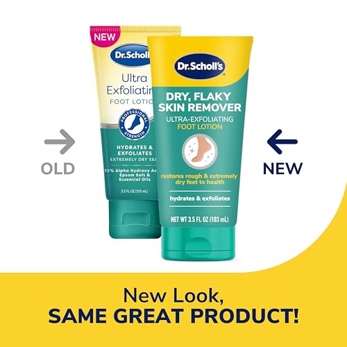 Dr Scholl's Dry, Flaky Skin Remover Ultra Exfoliating Foot Lotion with Urea for Rough Dry Cracked Feet, Heal and Moisturize for Healthy Looking Feet, Intensive Foot Care, Alpha Hydroxy Acids, 3.5 oz