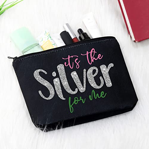 GJTIM Sorority Inspired Gift 25 Years of Sisterhood Gift It's The Silver For Me Star Paraphernala Makeup Bag (Silver For Me)