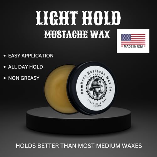 Mustache Wax Light hold - Bombero Mustache Wax Co. - Easy Application, Restyleable, lasting hold - Most Advanced All Natural Formula Holds up to Hard Work and Exercise - 1 OZ tin (Mint)