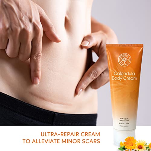 L¡¯EUDINE Calendula Cream ? 4fl oz Calendula Body Cream for Acne, Wrinkles, Fine Lines, Scars ? Calming and Soothing Repair Cream ? Natural Calendula Extract with Vitamin E, Echinacea