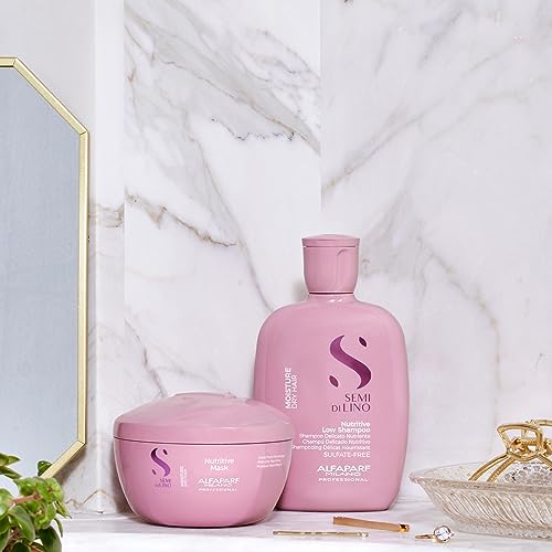 Alfaparf Milano Semi di Lino Moisture Nutritive Sulfate Free Shampoo and Hair Mask Set for Dry Hair - Hydrates, Nourishes, Softens - Safe on Color Treated Hair - Adds Shine and Softness