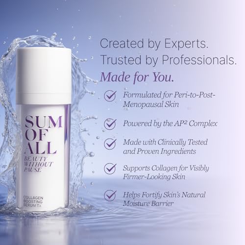 SUM OF ALL Renewal Regimen Starter Set, Anti Aging, Menopause Skincare for Women, Includes Collagen Boosting and Resurfacing Serum, Day, Night Face Moisturizer, Eye Cream, 5-Piece, 0.17oz Each