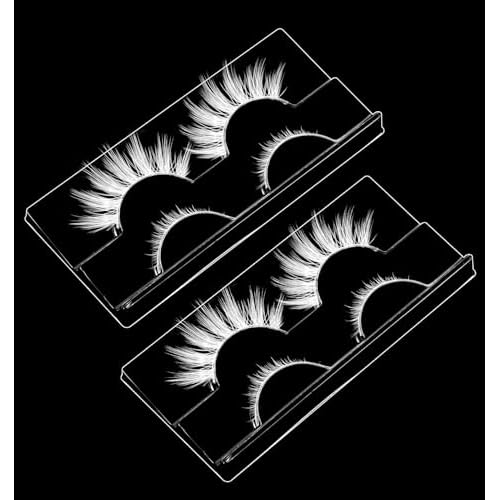 4 Pairs White Eyelashes, White Lashes for Christmas & Anime Events, Fluffy Manga Style False Eyelashes with Invisible Band, Japanese Style for Party & Photo Shoots