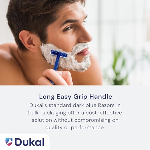 Dukal DawnMist Twin-Blade Disposable Razor, Blue Handle ? Bulk Pack of 100, Precision Shave for Smooth & Comfortable Grooming