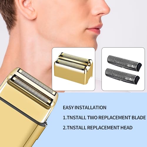 1 pack Professional Replacement Foil and Cutters for BaBylissPRO Barberology Double Foil Shaver, Compatible with BaBylissPRO Barberology FXFS2 Shaver£¬Gold