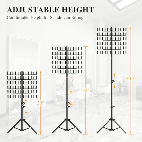 JANMPASK Braiding Hair Rack Height Adjustable 144 Pegs Braiding Rack Hair Extension Holder with Hair Braiding Tools Hair Divider Rack for Braiding Hair Separator Stand (black)