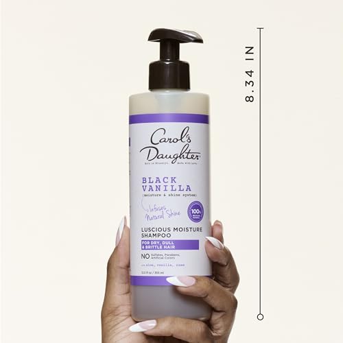 Carol's Daughter Black Vanilla Moisture Sulfate Free Shampoo for Curly, Wavy or Natural Hair, Moisturizing Hair Care for Dry, Damaged Hair, 12 Fl Oz