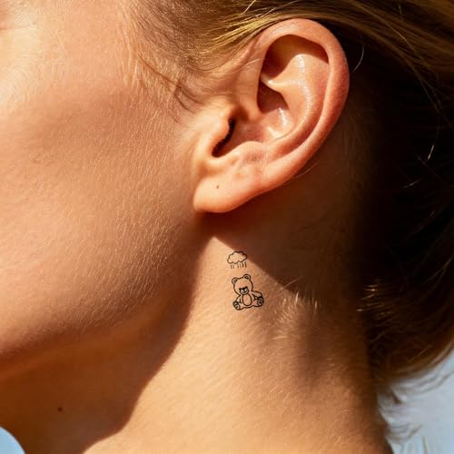 Semi Permanent Tattoos for Women, 2 Sheets Realistic Dainty Tiny Cute Small Finger Temporary Tattoos, 2 Weeks Mini Mix Designs Fake Tattoos for Fingers Hand Neck, Waterproof & Non-Reflective