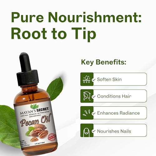 Mayan's Secret Pecan Oil - Face Oil for Women Anti Aging - Best Use for Skin Tightening, Wrinkle Prevention, and Rejuvenating Skin Cells - Protected in Amber Glass Bottle with Dropper - 4 oz