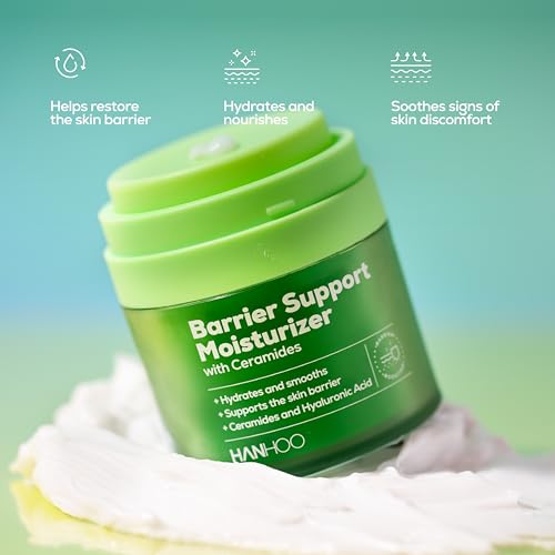 HANHOO Barrier Support Moisturizer with Ceramides, 1.7 Fl. Oz., Face Moisturizer with Ceramides and Hyaluronic Acid, Soothes Skin Barrier, Gel-Cream Moisturizer, For Acne-Prone Skin
