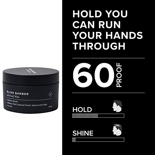 Blind Barber 60 Proof Hair Wax for Men - Water-Based Wax for Hair Styling - Medium, Workable Hold & Shine - Made with Volumizing Hops Extract - Cruelty-Free - Tonka Bean Scent (2.5 Oz)