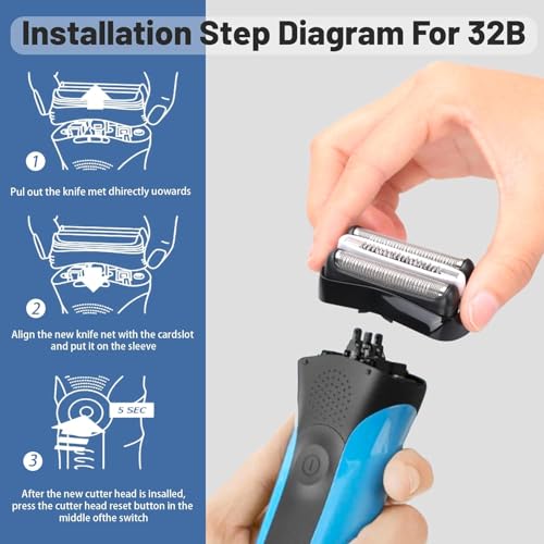Series 3 32B Replacement Head, Series 3 Electric Shaver Replacement Head for Braun S3 Foil & Cutter Razor Heads, Applicable for Braun S3 3040s 3010s 310s 3000s 3050cc 3080s 390cc Etc 3pack