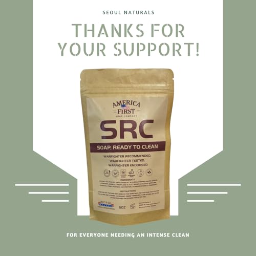 SRC Tactical Soap Bar with Charcoal, Spirulina, and Pumice, Olive Drab, Heavy-Duty Cleansing Bar, 6 oz