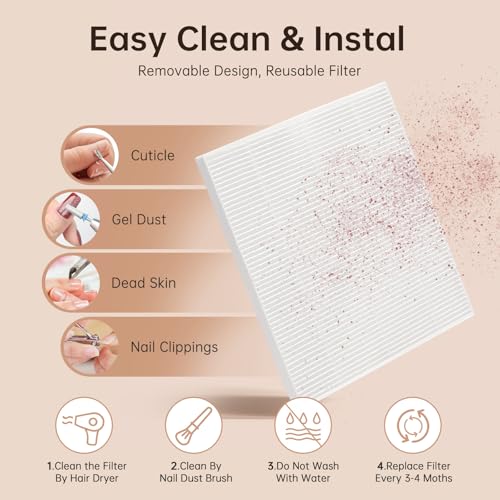 Nail Dust Collector CHRISTINE SHELLY, Cordless Rechargeable 4500RPM Vacuum Nail Tech Fan Extractor, 7200mAh Professional Duster Suction, Low Noise for Women Girl Gift