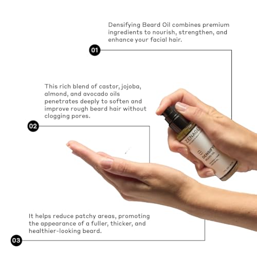ZENAGEN Densifying Beard Oil | Nourish + Tame Castor Oil, Promotes Thicker Fuller Beard Growth, Nourishes & Softens Facial Hair, Lightweight Non-Greasy, Plant-Based, Vegan, All Beard Types, 1 oz